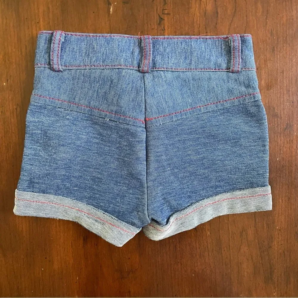 Vintage 70s Toddler Boy High Rise Denim Shorts with Pockets Size 3T